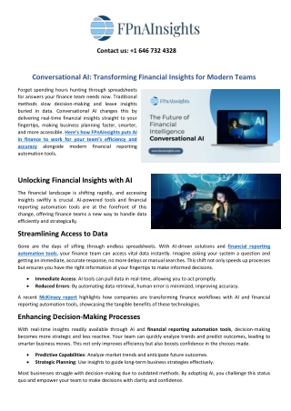 Conversational AI Transforming Financial Insights for Modern Teams