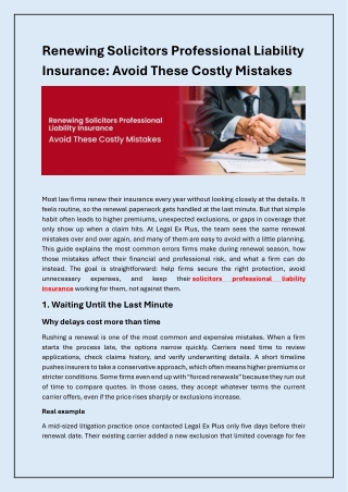 Pitfalls to Avoid When Renewing Solicitors’ Professional Liability Insurance