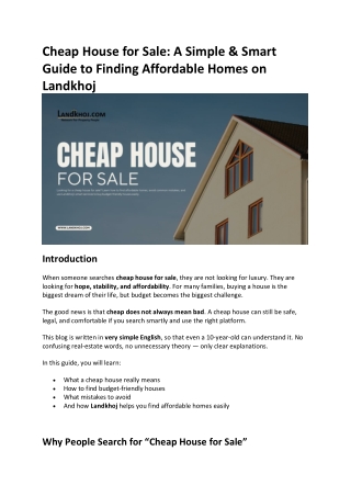 Cheap House for Sale