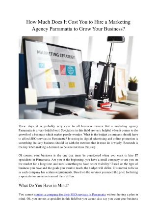 How Much Does It Cost You to Hire a Marketing Agency Parramatta to Grow Your Business?