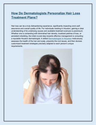 How Do Dermatologists Personalize Hair Loss Treatment Plans