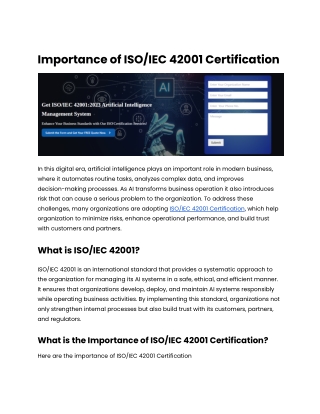 Importance of ISO_IEC 42001 Certification