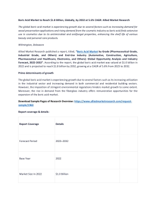 Boric Acid Market Report 2026 | Business Expansion, Key Drivers & Trends