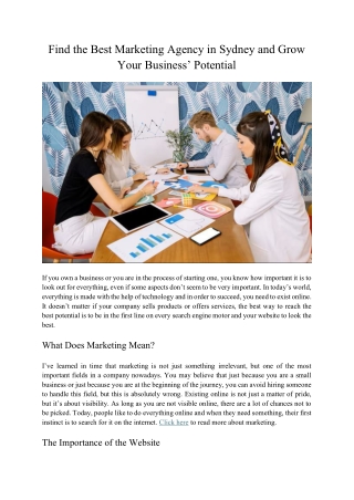 Find the Best Marketing Agency in Sydney and Grow Your Business’ Potential