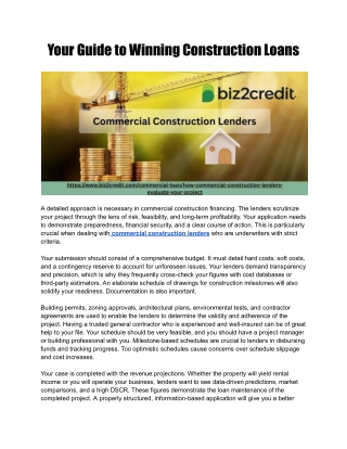 Your Guide to Winning Construction Loans