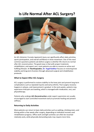 Is Life Normal After ACL Surgery