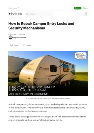 Your Michigan Camper's Entry Lock Repair Handbook
