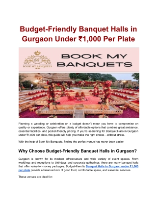 Banquet Halls in Gurgaon for Weddings & Events | BookMyBanquets
