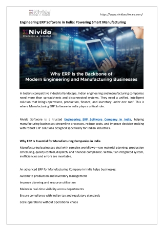 Engineering ERP Software in India: Powering Smart Manufacturing