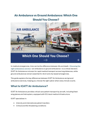 Air Ambulance vs Ground Ambulance Which One Should You Choose