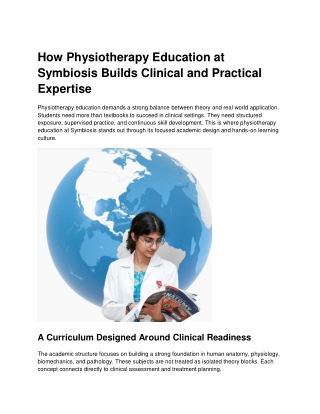 How Physiotherapy Education at Symbiosis Builds Clinical and Practical Expertise