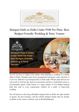 Banquet Halls in Delhi for Every Budget- Book My Banquets