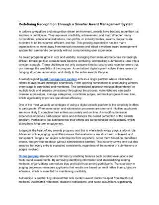 Redefining Recognition Through a Smarter Award Management System