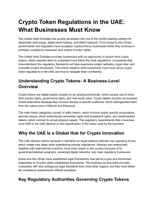 Crypto Token Regulations in the UAE: What Businesses Must Know