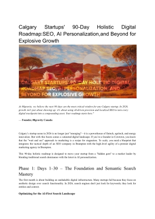 Calgary Startups' 90-Day Holistic Digital Roadmap_SEO, AI Personalization,and Beyond for Explosive Growth