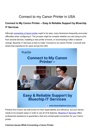 Connect to my Canon Printer in USA