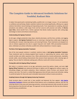 The Complete Guide to Advanced Aesthetic Solutions for Youthful, Radiant Skin