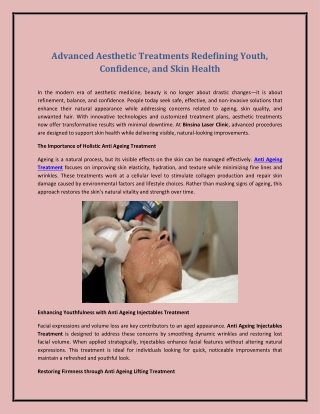 Advanced Aesthetic Treatments Redefining Youth, Confidence, and Skin Health