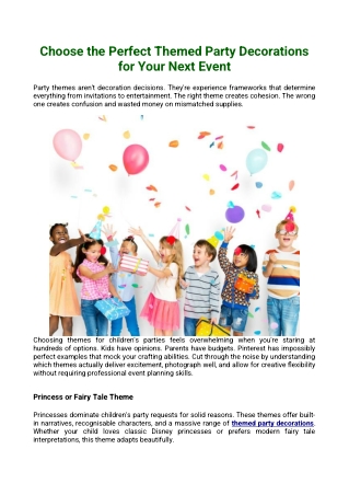 Choose the Perfect Themed Party Decorations for Your Next Event