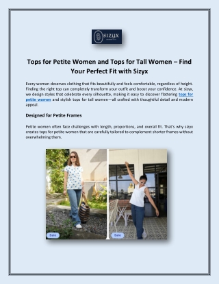 Tops for Petite Women and Tops for Tall Women – Find Your Perfect Fit with Sizyx