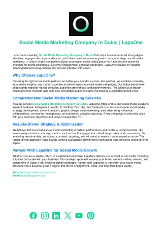 Social Media Marketing Company in Dubai | LapaOne