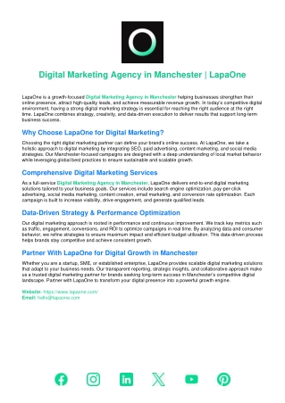 Digital Marketing Agency in Manchester | LapaOne