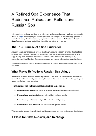 A Refined Spa Experience That Redefines Relaxation_ Reflections Russian Spa