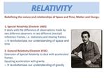 1. Special Relativity Einstein 1905 It deals with the difference of observations made by two different observers in two