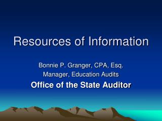 Resources of Information