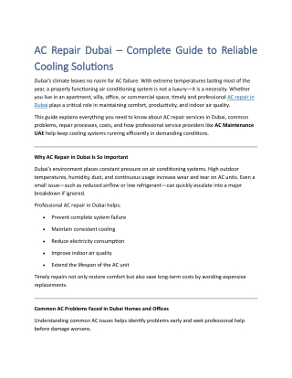 AC Repair Dubai | 24/7 Expert AC Maintenance & Fixing