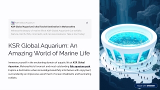 KSR Global Aquarium: An Amazing World of Marine Life