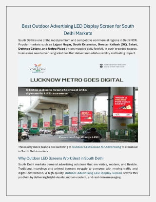 Best Outdoor Advertising LED Display Screen for South Delhi Markets