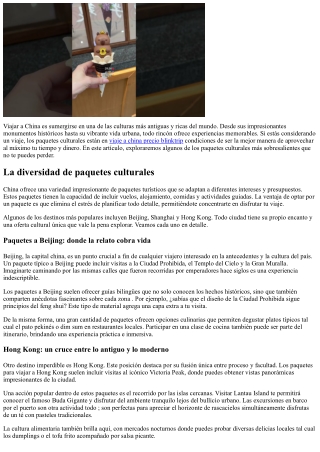 Paquetes culturales y artísticos en China que no te puedes perder