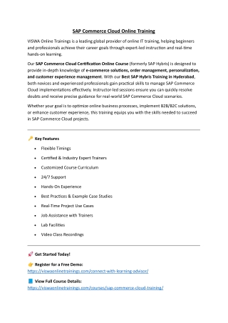SAP Commerce Cloud Online Training & Real Time Support From India, Hyderabad