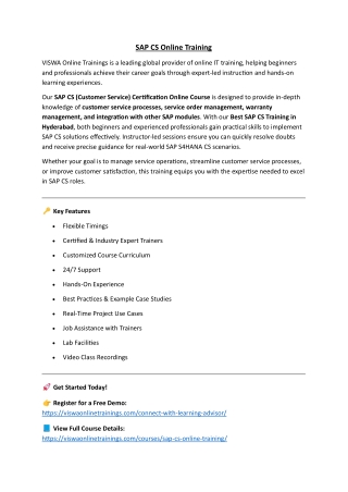 SAP CS Course Online Training Classes from India