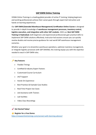 SAP EWM Online Training by Real-time Trainer in India