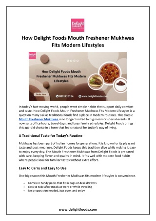 How Delight Foods Mouth Freshener Mukhwas Fits Modern Lifestyles