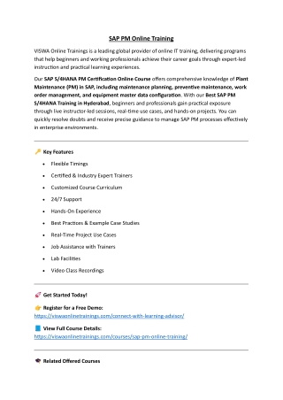 SAP PM Online Training Real-time support from Hyderabad