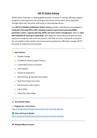 SAP PP Online Training Real-time support from India