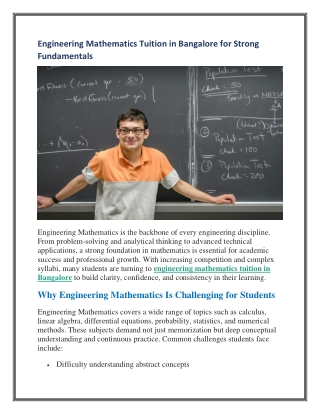 Engineering Mathematics Tuition in Bangalore for Strong Fundamentals
