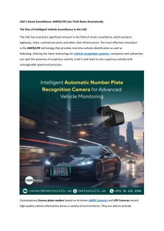 UAE's Smart Surveillance ANPRLPR Cuts Theft Rates Dramatically