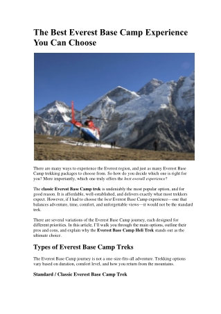 The Best Everest Base Camp Experience You Can Choose