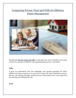 Comparing Private Trust and Wills for Effective Estate Management