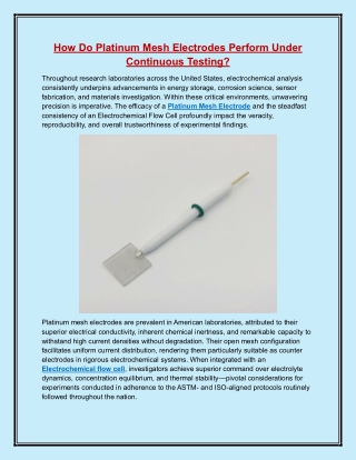 How Do Platinum Mesh Electrodes Perform Under Continuous Testing?