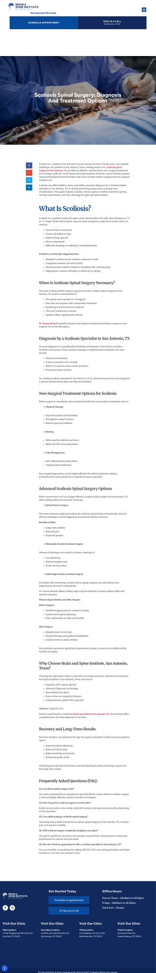 Scoliosis Spinal Surgery Diagnosis and Treatment Options