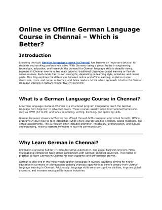 Online vs Offline German Language Course in Chennai