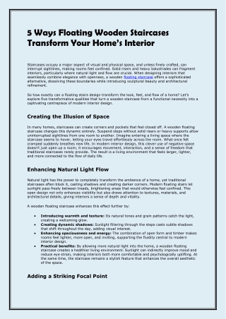 5 Ways Floating Wooden Staircases Transform Your Home’s Interior