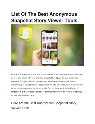 List Of The Best Anonymous Snapchat Story Viewer Tools