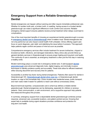 Emergency Support from a Reliable Greensborough Dentist