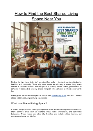 How to Find the Best Shared Living Space Near You
